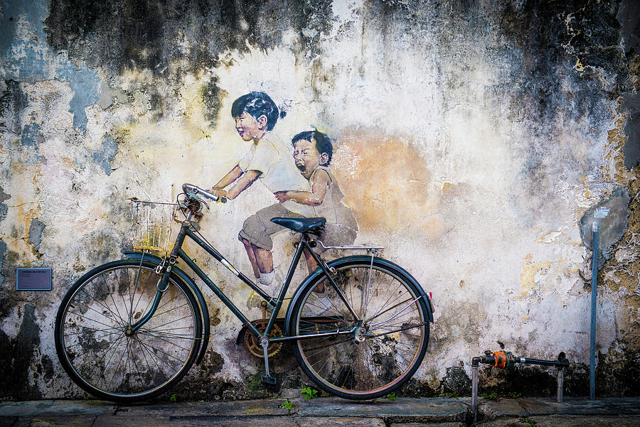 Mural - Kids on a bicycle Photograph by Ellis Peeters - Fine Art America