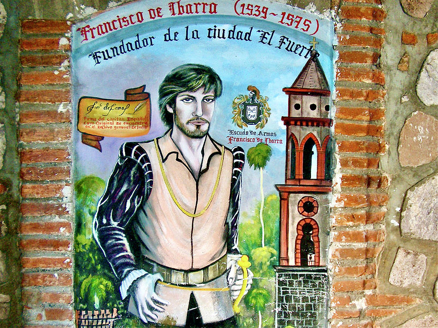 Mural of Founder of El Fuerte in16th century on a wall in El Fuerte in Sinaloa, Mexico Photograph by Ruth Hager