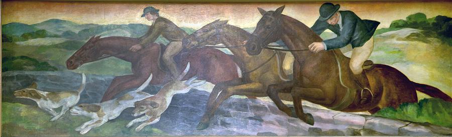 Vintage Painting - Murals Louisville Murals-Fox Hunting by Frank Weathers Long at the Gene Snyder US Courthouse  Custom by Les Classics