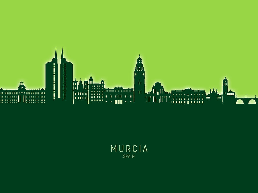Murcia Spain Skyline #79 Digital Art by Michael Tompsett