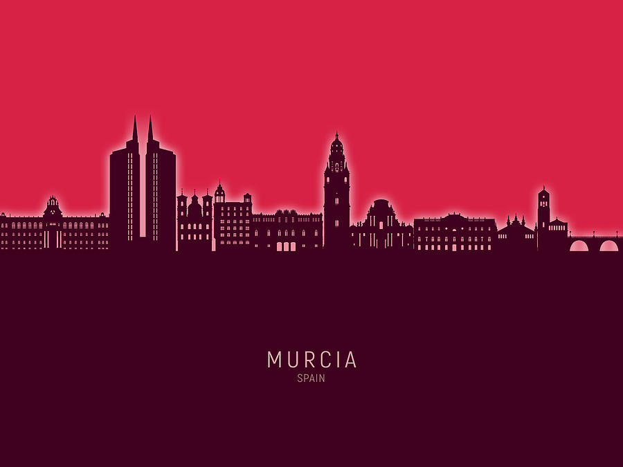 Murcia Spain Skyline #81 Digital Art by Michael Tompsett