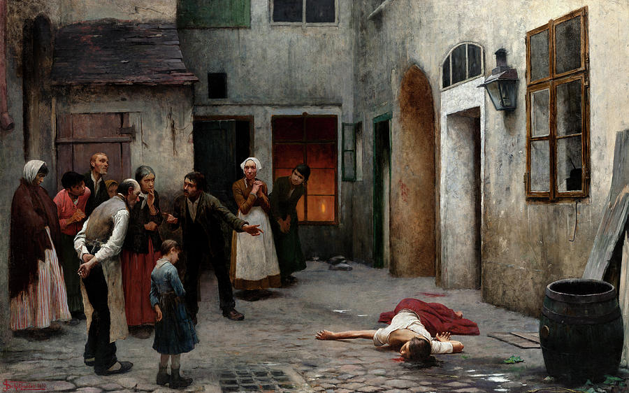 Murder in the House, 1890 Painting by Jakub Schikaneder - Fine Art America