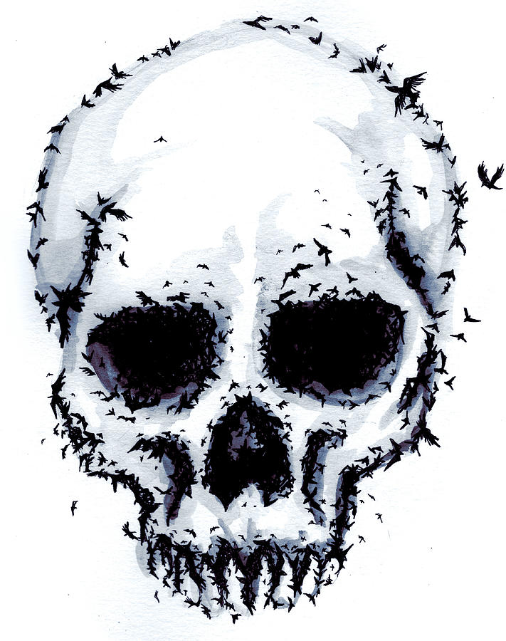 Murder Skull Drawing by Ludwig Van Bacon
