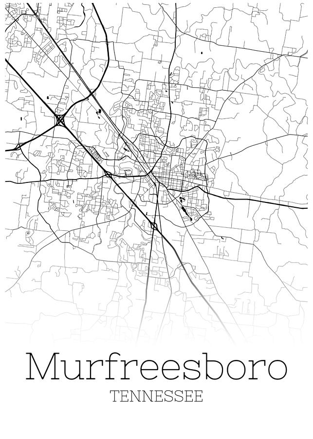 Murfreesboro Map - Tennessee - City Painting by Homo Min