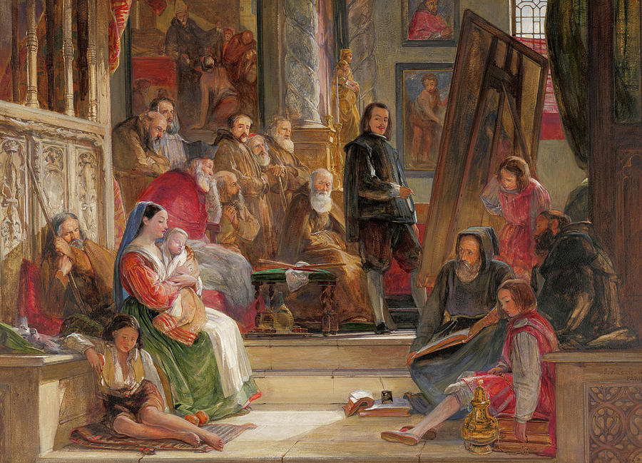 John Frederick Lewis Painting - Murillo Painting the Virgin in the Franciscan Convent at Seville, 1838 by John Frederick Lewis