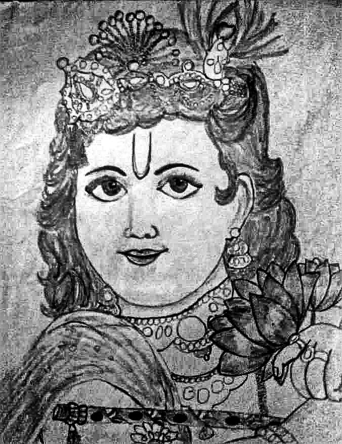 Lord Krishna Drawing by Sharda Rastogi - Fine Art America