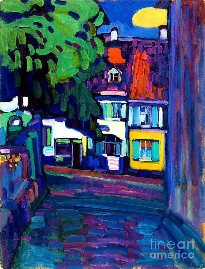 Murnau, Houses in the Obermarkt 1908 Painting by Wassily Kandinsky