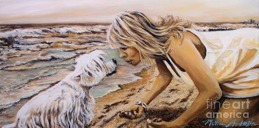 Dog Painting - Murphy and Andrea by Misha Ambrosia