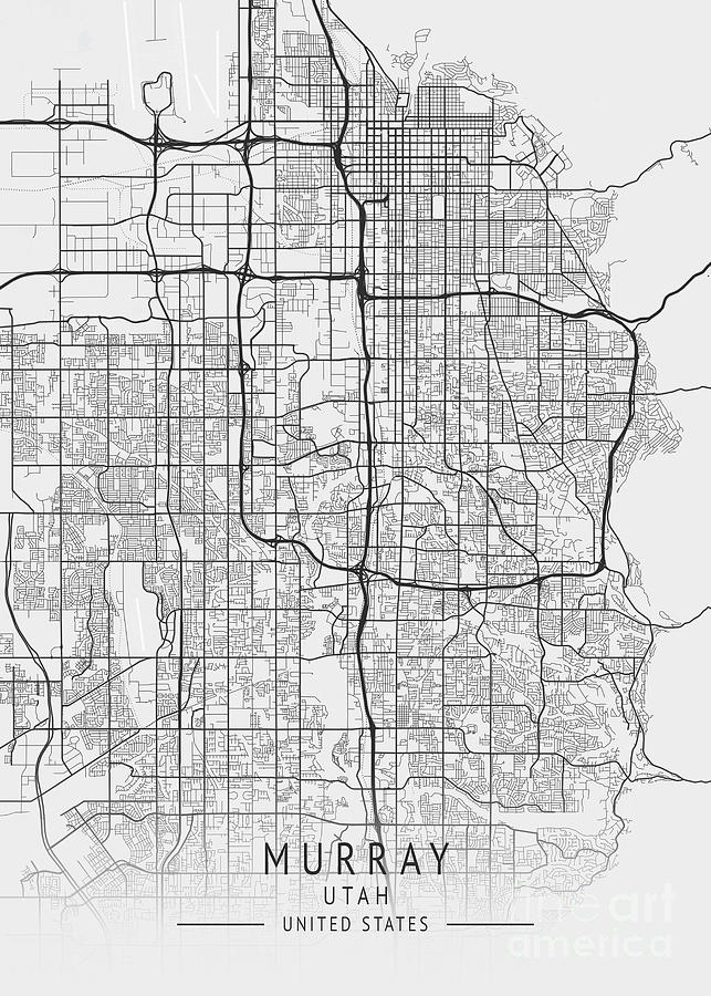 Murray Utah Us Gray City Map Digital Art By Tien Stencil Fine Art America 9170