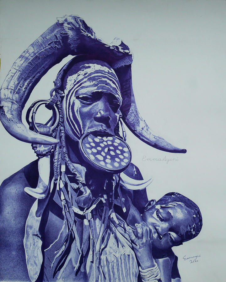 Mursi Tribe Drawing by Emmanuel Ayeni - Fine Art America