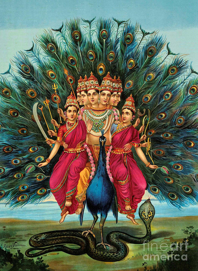 Famous Paintings Painting - Murugan by Raja Ravi Varma