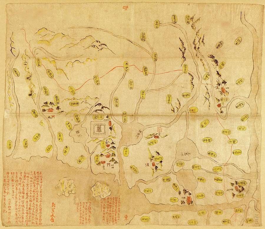 Map Drawing - Musashi Village Edo by Vintage Maps