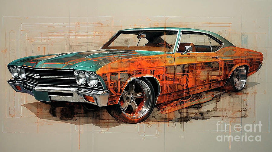 Muscle Car 1073 Chevrolet Chevelle Ss Supercar Drawing