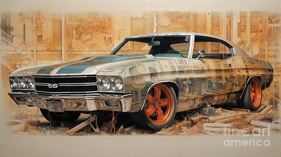 Muscle Car 1076 Chevrolet Chevelle Ss Supercar Drawing