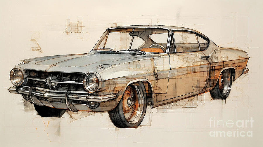 Muscle Car 1087 Chevrolet Corvair supercar Drawing by Clark Leffler ...