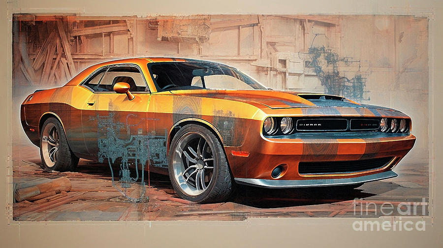 Muscle Car 1116 Dodge Challenger Rt Supercar Drawing