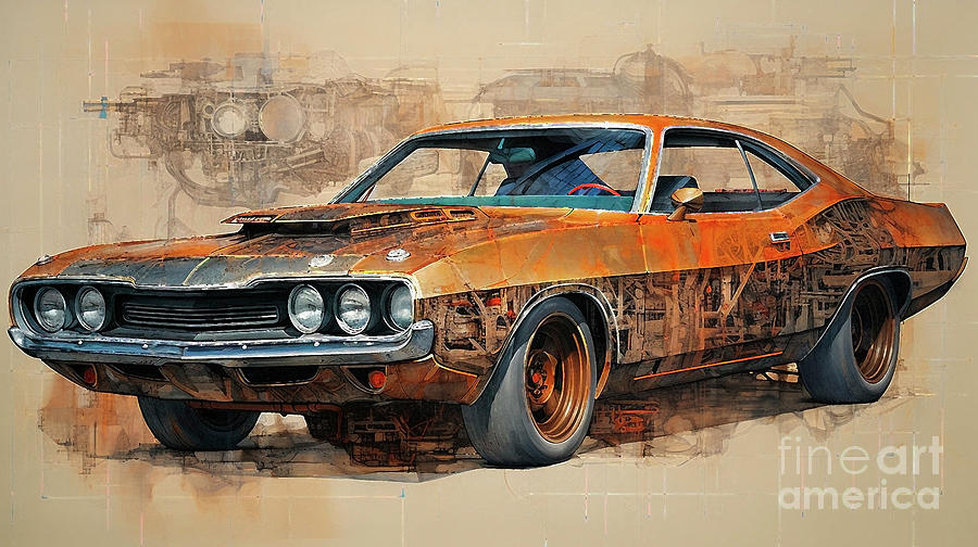 Muscle Car 1325 Plymouth Satellite Supercar Drawing