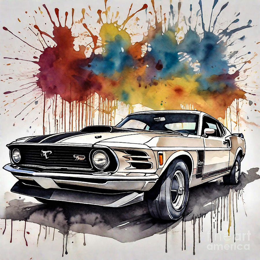 Muscle Car 1970 Ford Mustang Mach 1 Ink 283 Painting