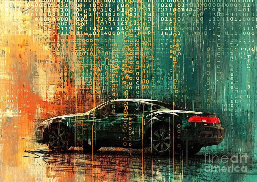 Abstract Painting - Muscle car binary code AMC Encore by Lowell Harann