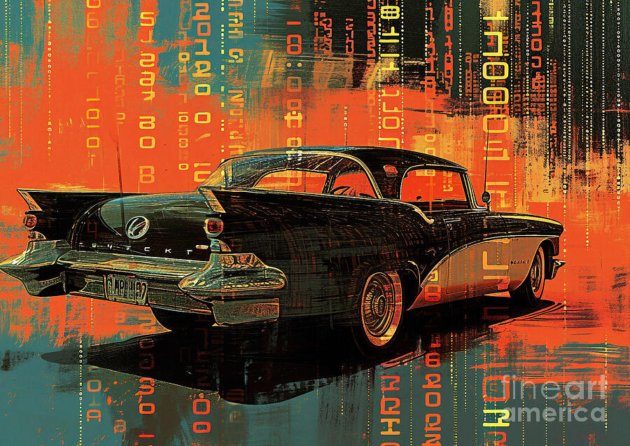 Vintage Painting - Muscle car binary code Buick Century TType by Lowell Harann