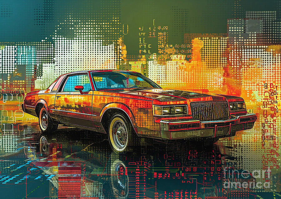 Classic Car Painting - Muscle car binary code Buick LeSabre by Lowell Harann