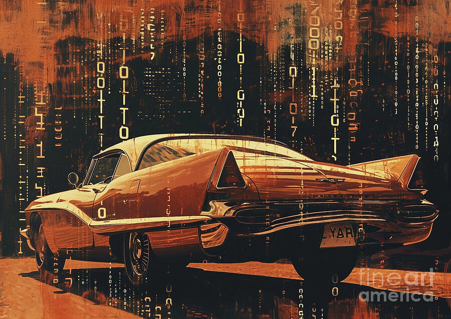 Vintage Car Painting - Muscle car binary code Buick Park Avenue Ultra by Lowell Harann
