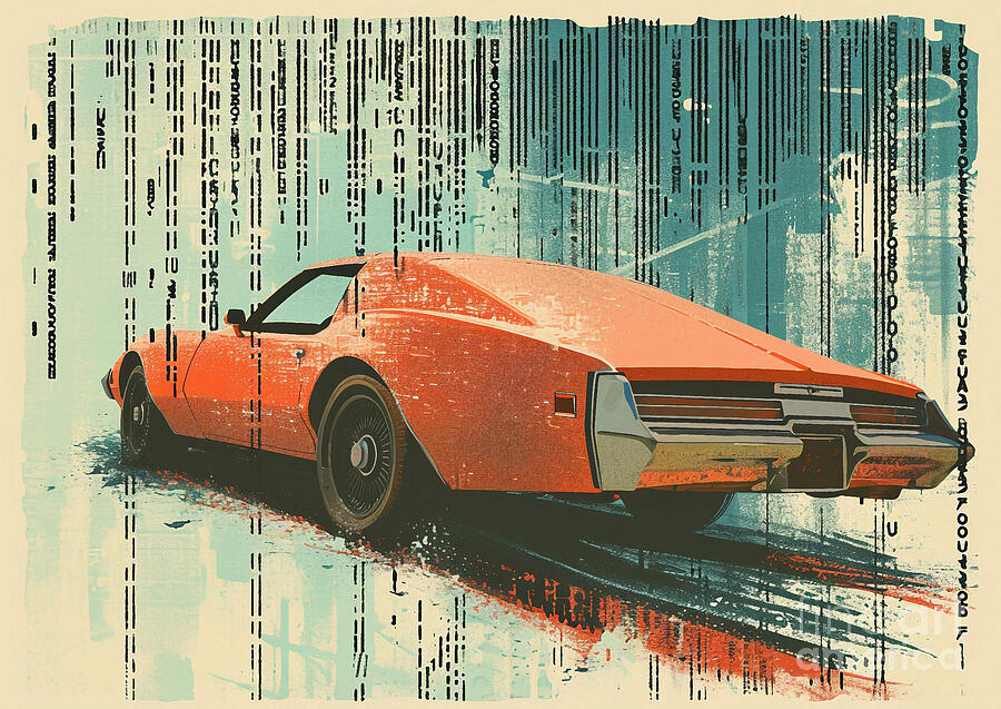 Muscle car binary code Buick Reatta Painting by Lowell Harann