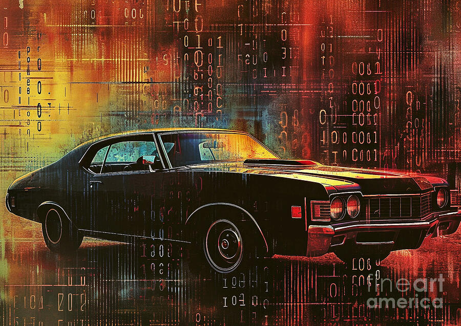 Abstract Painting - Muscle car binary code Buick Skylark GS by Lowell Harann