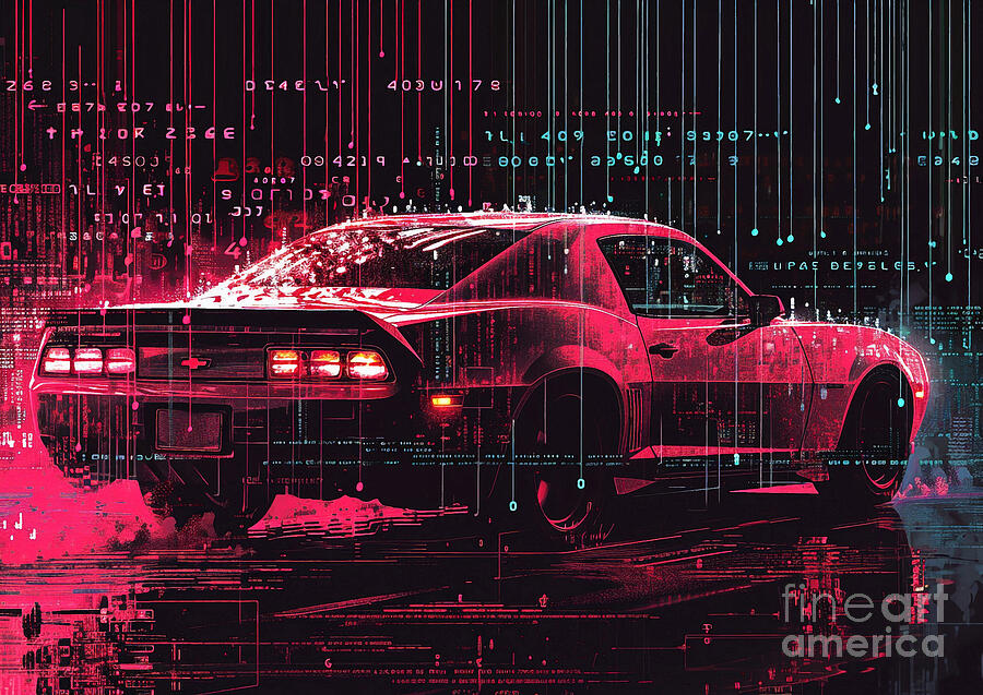Car Painting - Muscle car binary code Chevrolet Camaro 4th gen by Lowell Harann