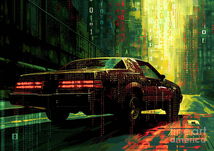 Car Painting - Muscle car binary code Chevrolet Monte Carlo SS 3rd gen by Lowell Harann