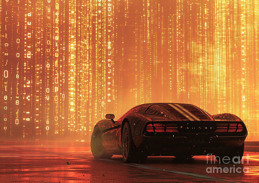 Sports Car Painting - Muscle car binary code Dodge Stealth by Lowell Harann