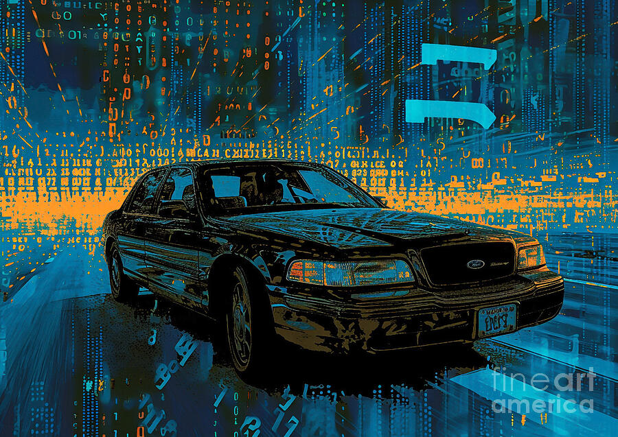 Car Painting - Muscle car binary code Ford Crown Victoria LX Sport by Lowell Harann
