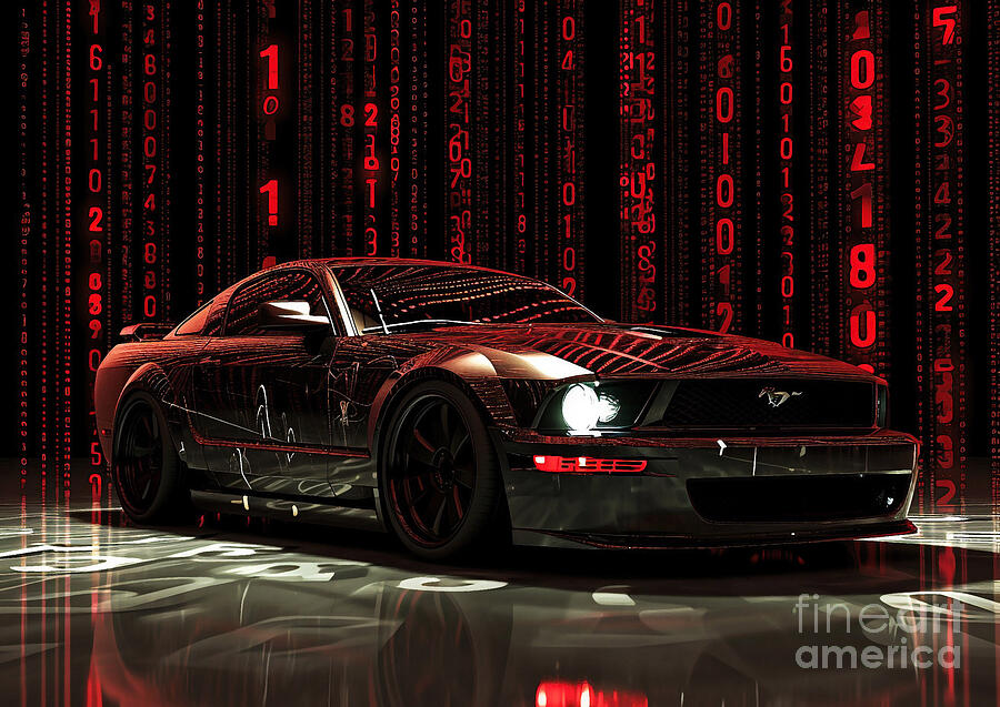 Car Painting - Muscle car binary code Ford Mustang SVT Cobra 4th gen by Lowell Harann
