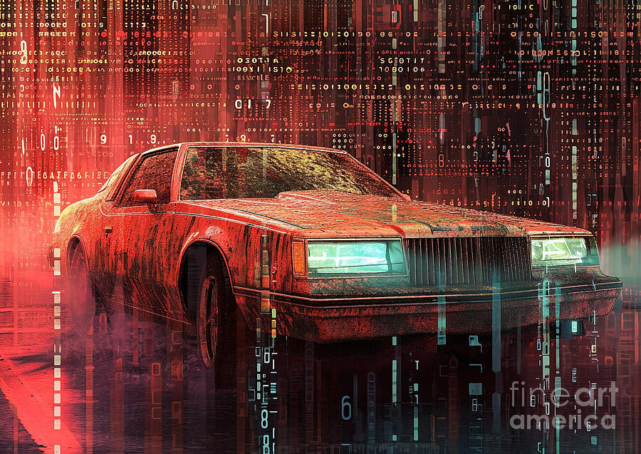 Car Painting - Muscle car binary code Oldsmobile Achieva by Lowell Harann