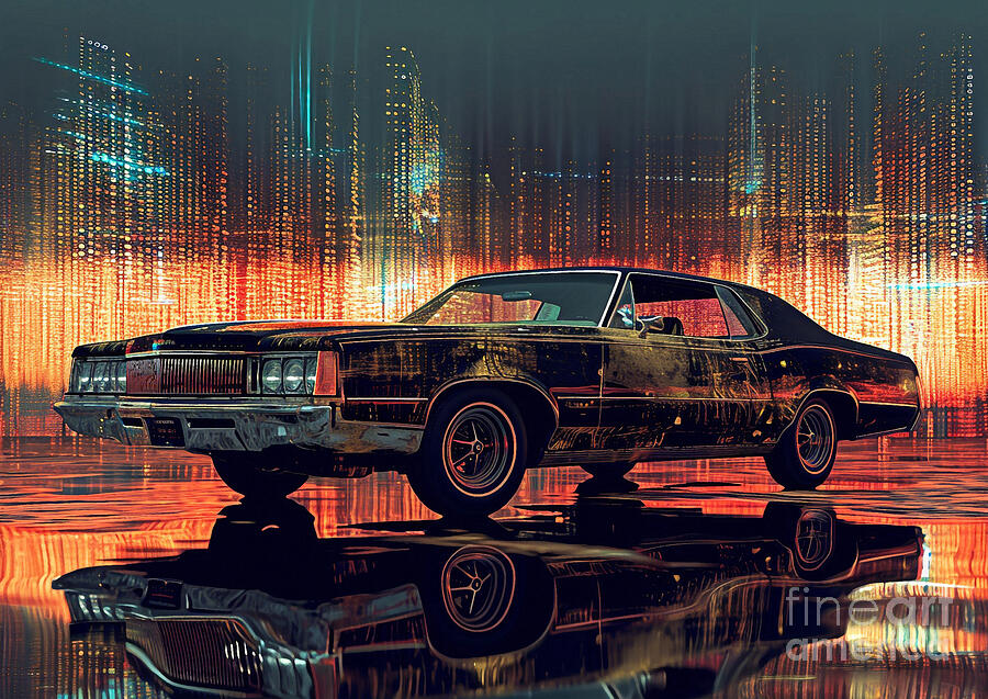 Vintage Car Painting - Muscle car binary code Oldsmobile Cutlass Supreme by Lowell Harann