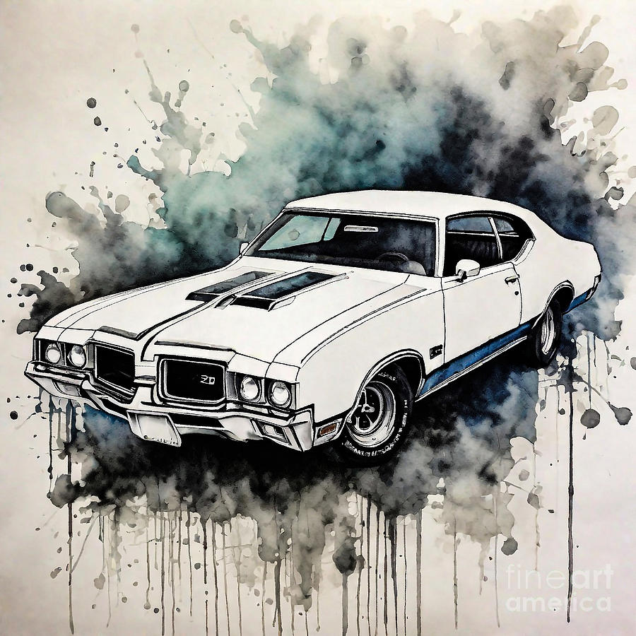 Muscle car Oldsmobile 442 W-30 ink 430 Digital Art by Clark Leffler ...