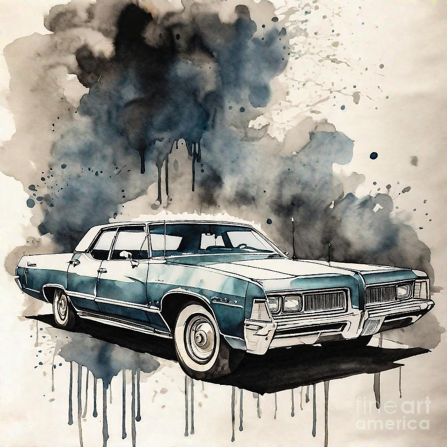 Muscle car Pontiac Parisienne ink 485 Digital Art by Clark Leffler ...