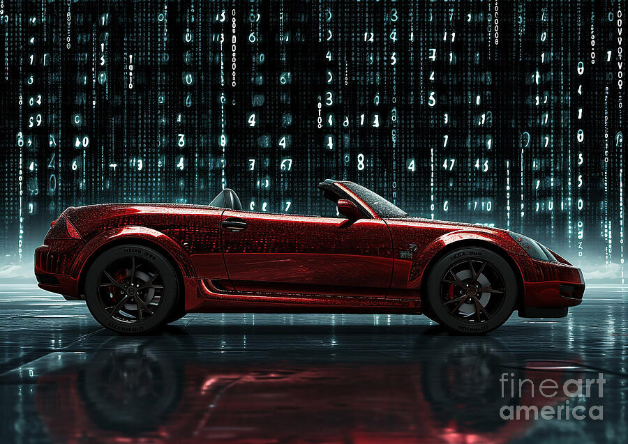 Glossy Surface Painting - Muscle cyber car futuristic Chevrolet SSR by Lowell Harann