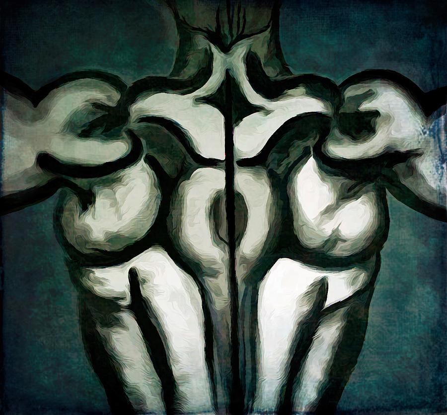 Muscled Back Abstract 2 of 2 Drawing by Joan Stratton