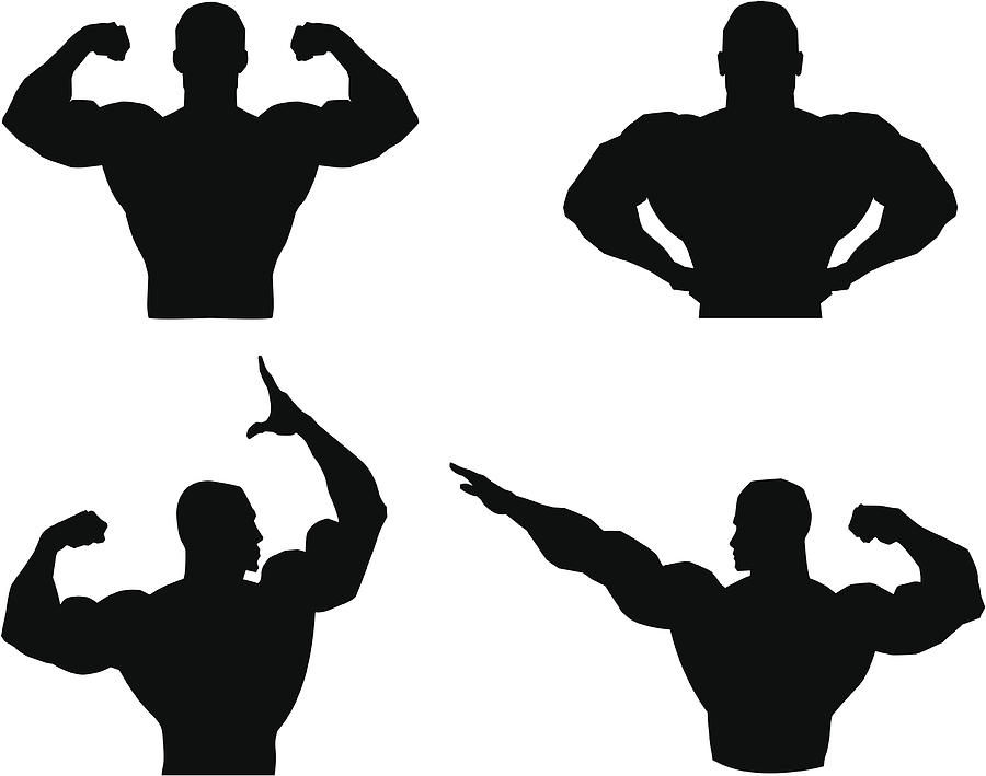 Musclemen outlines and silhouette Drawing by MrRoboto