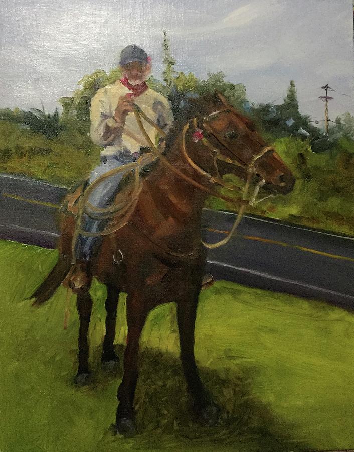 Roping Horse Painting - Muscles and Mr. Burns by Margaret Elliott