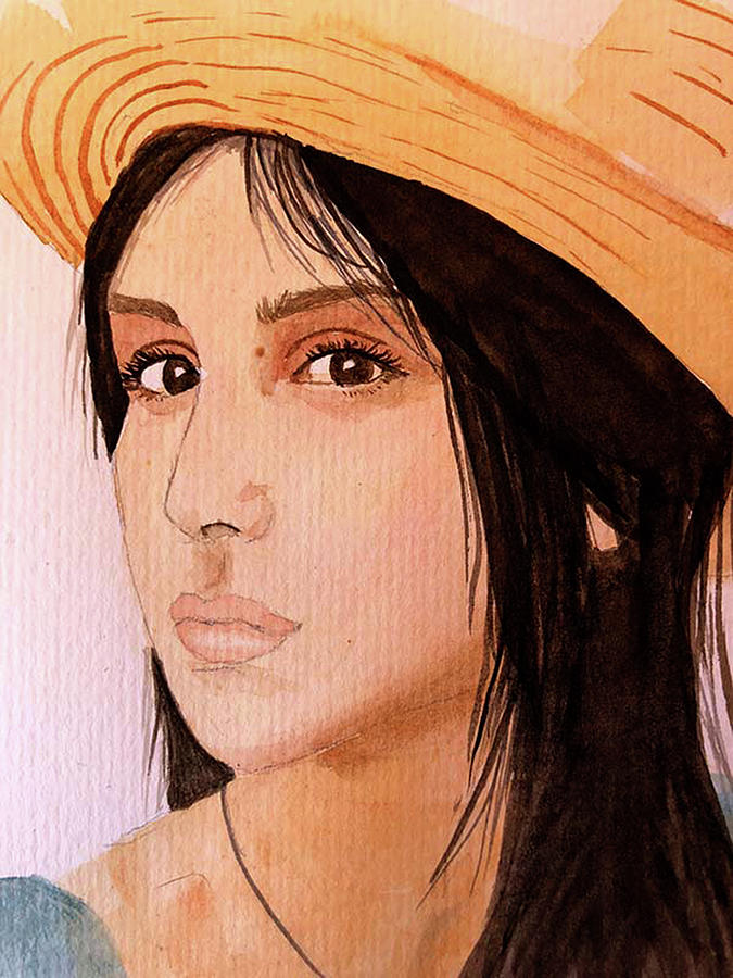 Muse In A Straw Hat Painting