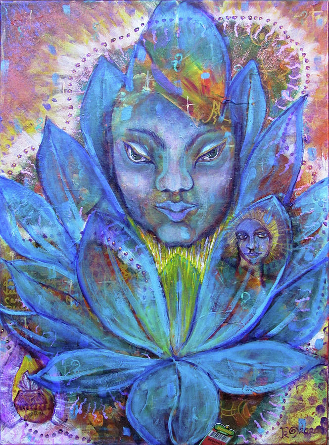 Muse of the Blue Lotus Painting by Feather Redfox