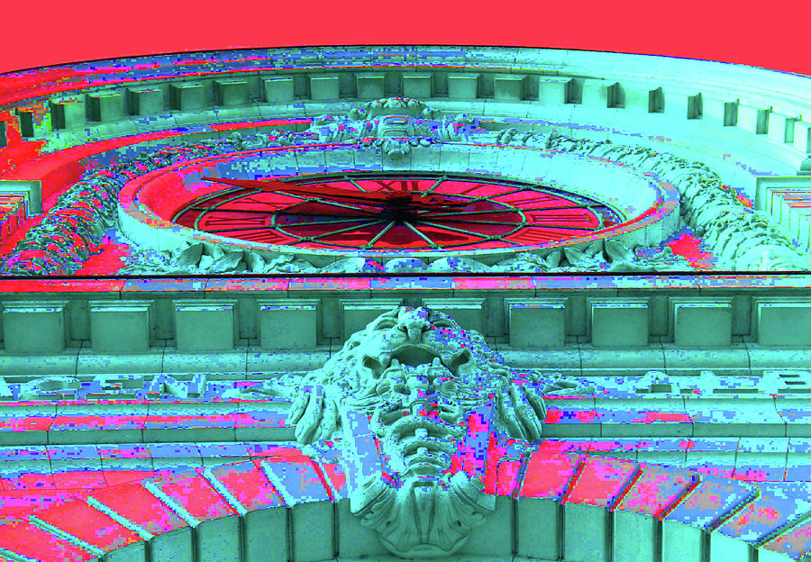 Musee dOrsay Clock - Teal Red Photograph by Ron Berezuk