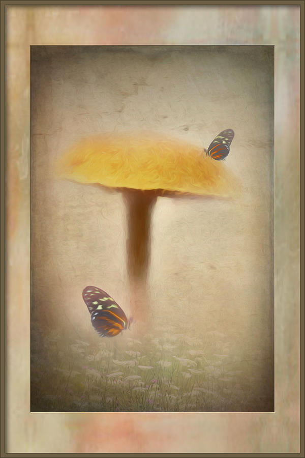 Mushroom and Butterflys Painting Photograph by Sandra Js