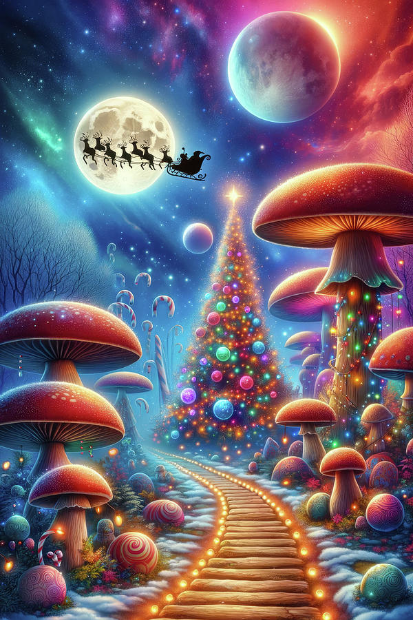 Mushroom Christmas Wonderland 01 Digital Art by Matthias Hauser