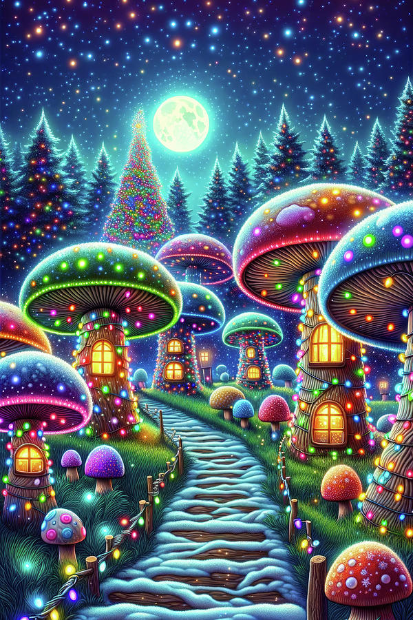 Mushroom Christmas Wonderland 02 Digital Art by Matthias Hauser