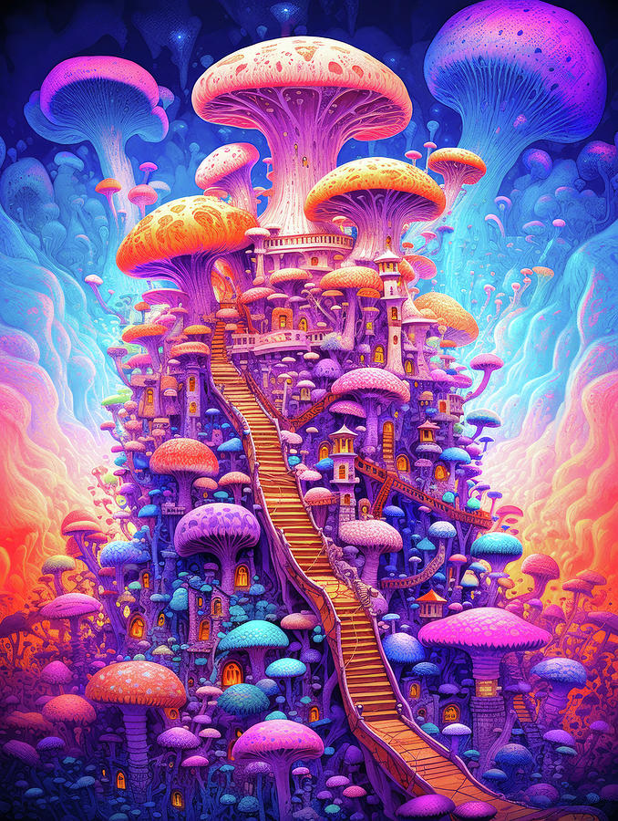 Mushroom City 21 Magical Colors Digital Art by Matthias Hauser