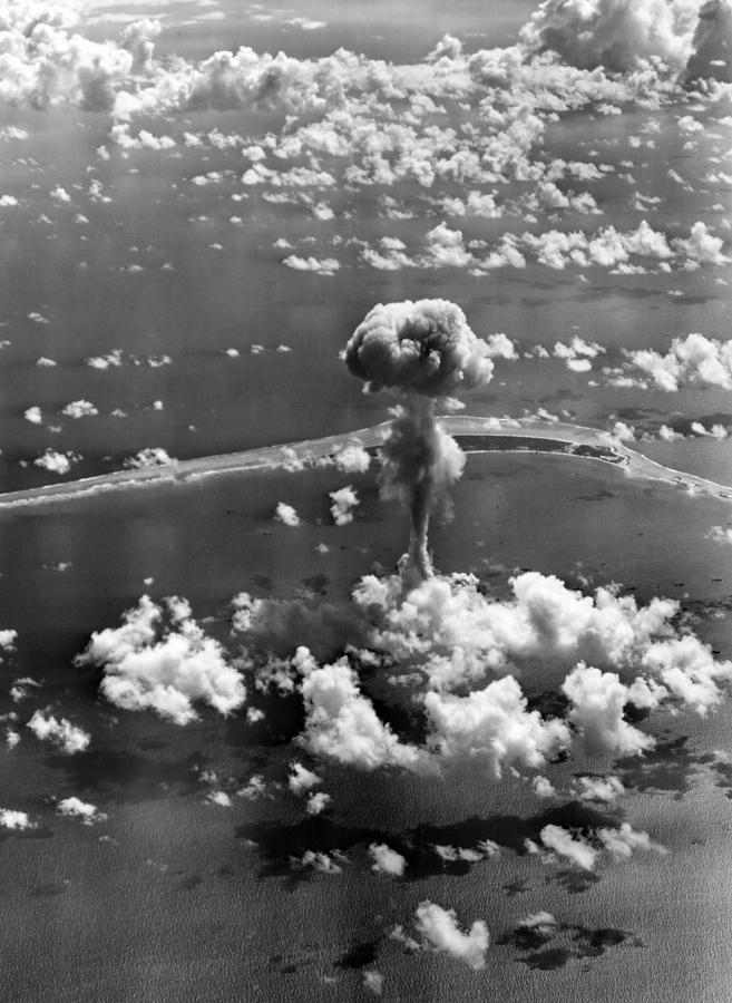 Mushroom Cloud Near Ships - Operation Crossroads - 1946 Photograph by War Is Hell Store
