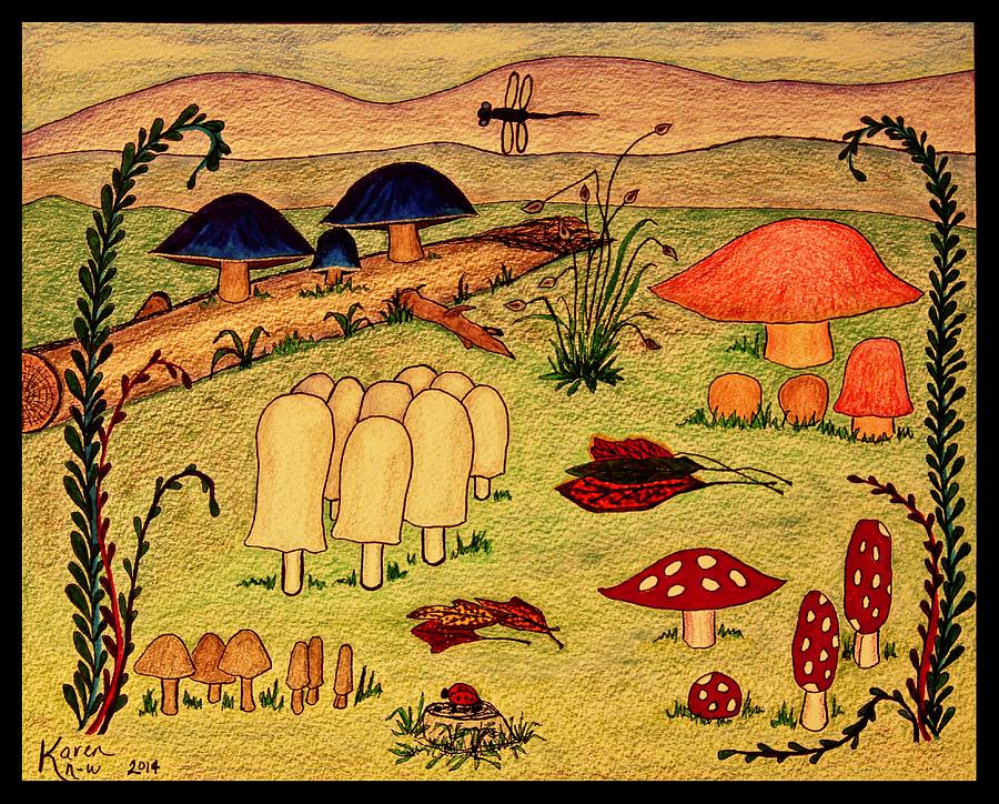 Mushroom Diversity Drawing by Karen Nice-Webb